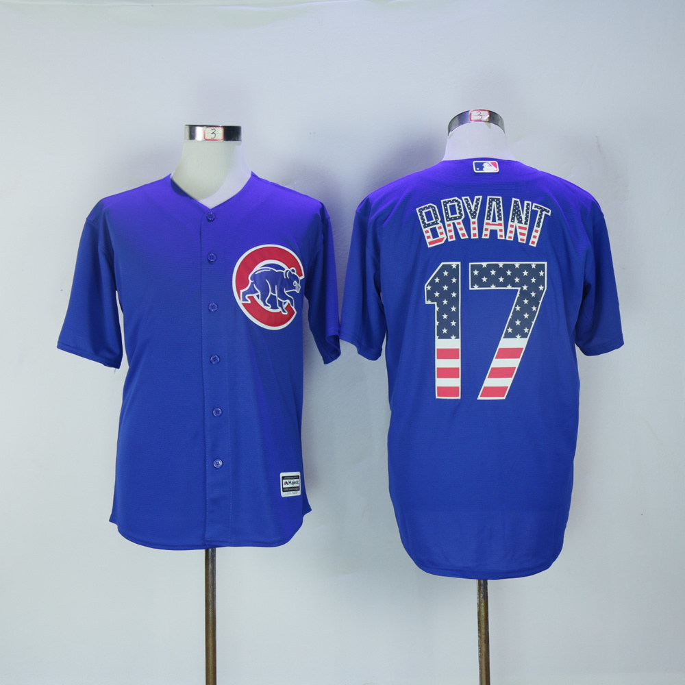 Men Chicago Cubs #17 Bryant Blue National flag MLB Jerseys